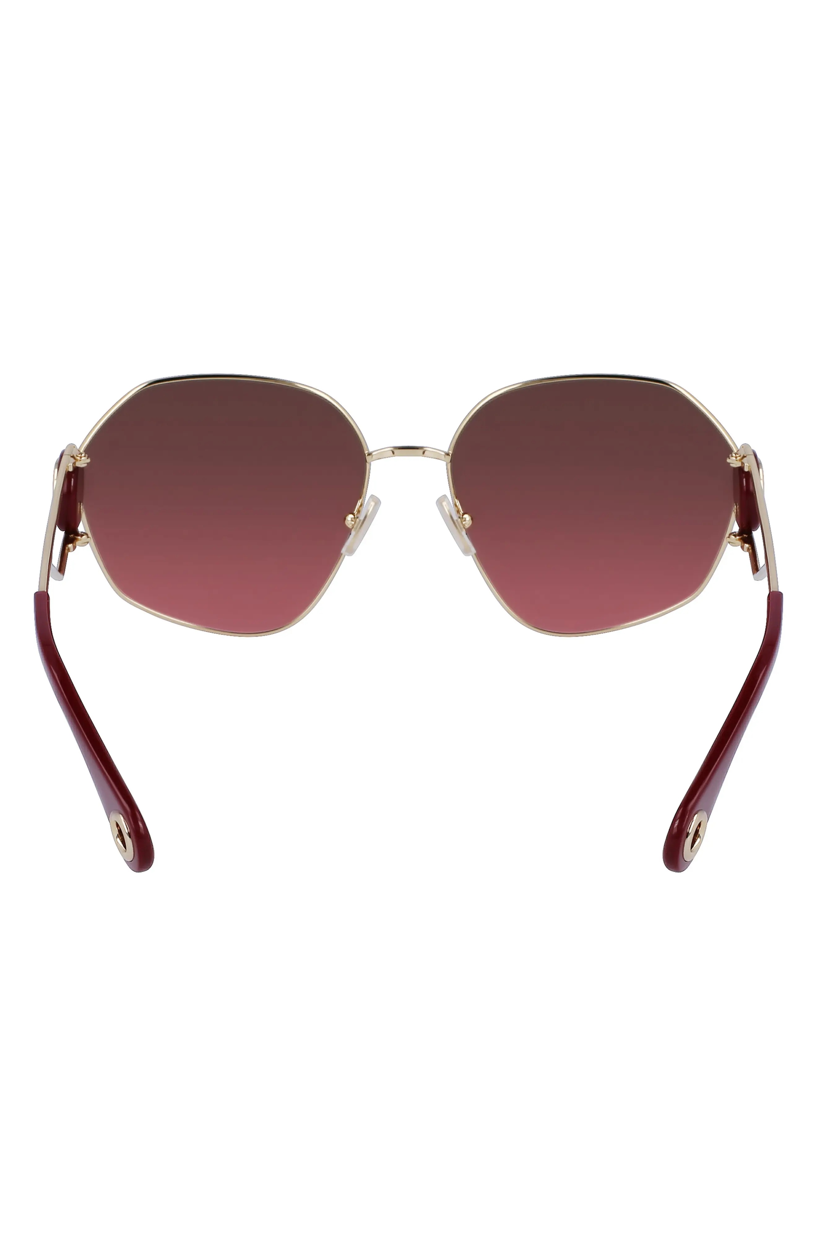 Mother & Child 62mm Oversize Rectangular Sunglasses in Gold/Gradient Cherry - 5