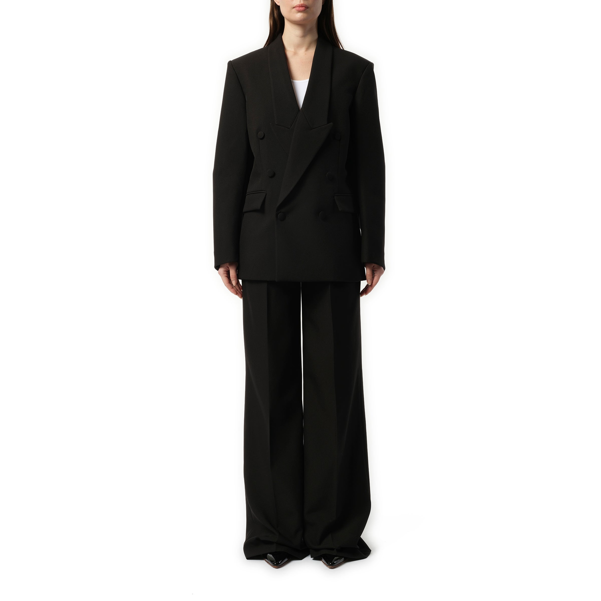 Double Breasted Tailored Jacket in Black - 4