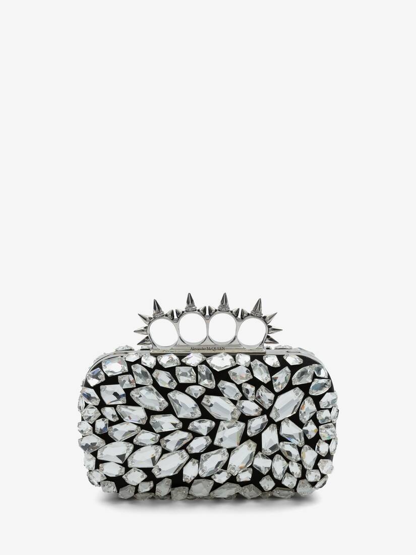 Women's Skull Four Ring Clutch in Black - 3