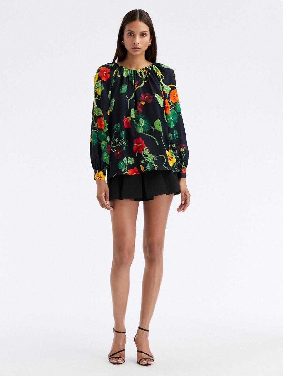 NASTURTIUM SATIN-BACK CREPE BLOUSE - 2