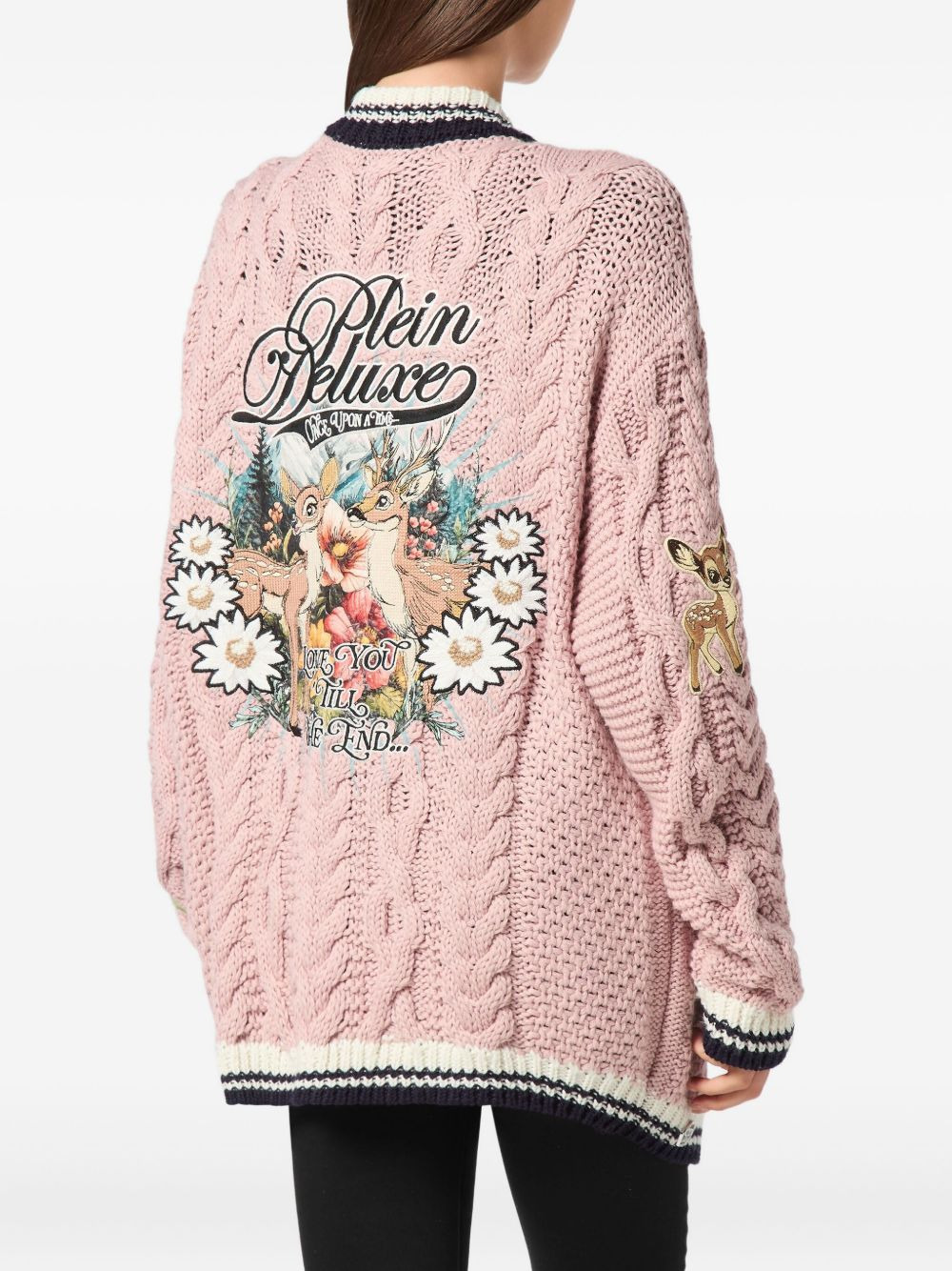 cable-knit embroidered cardigan - 3