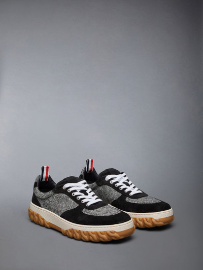 Thom Browne Donegal Tweed Cable Knit Sole Letterman Trainer outlook