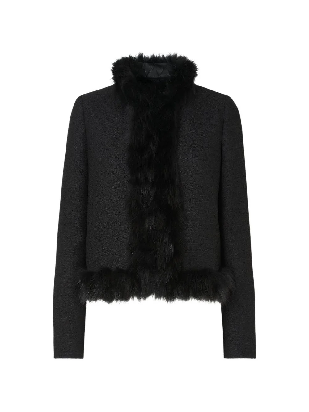 Shearling trim wool jacket - 1