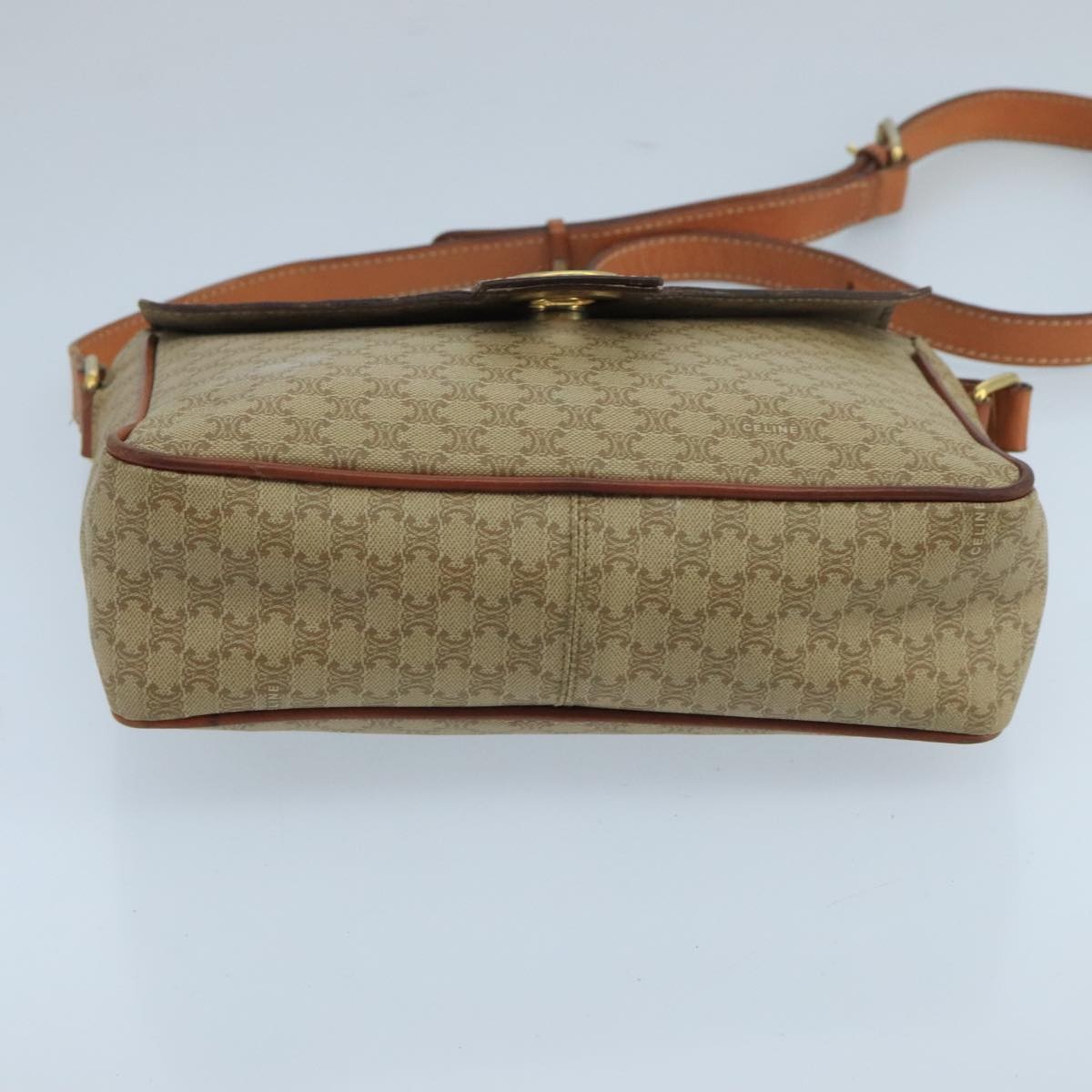 CELINE Macadam Canvas Shoulder Bag Beige Gold - 5