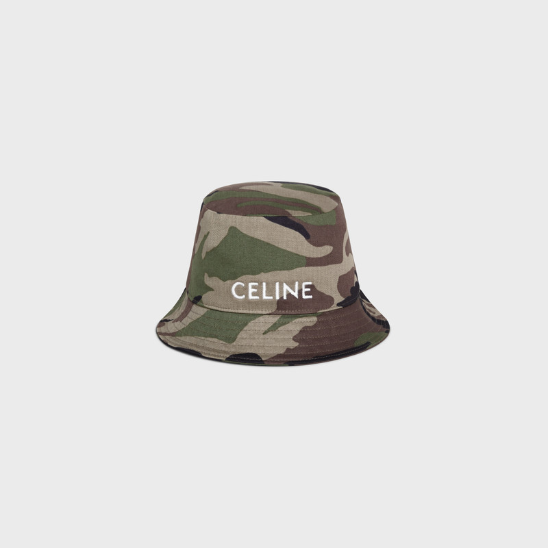 Celine embroidered bucket hat in camouflage cotton 1