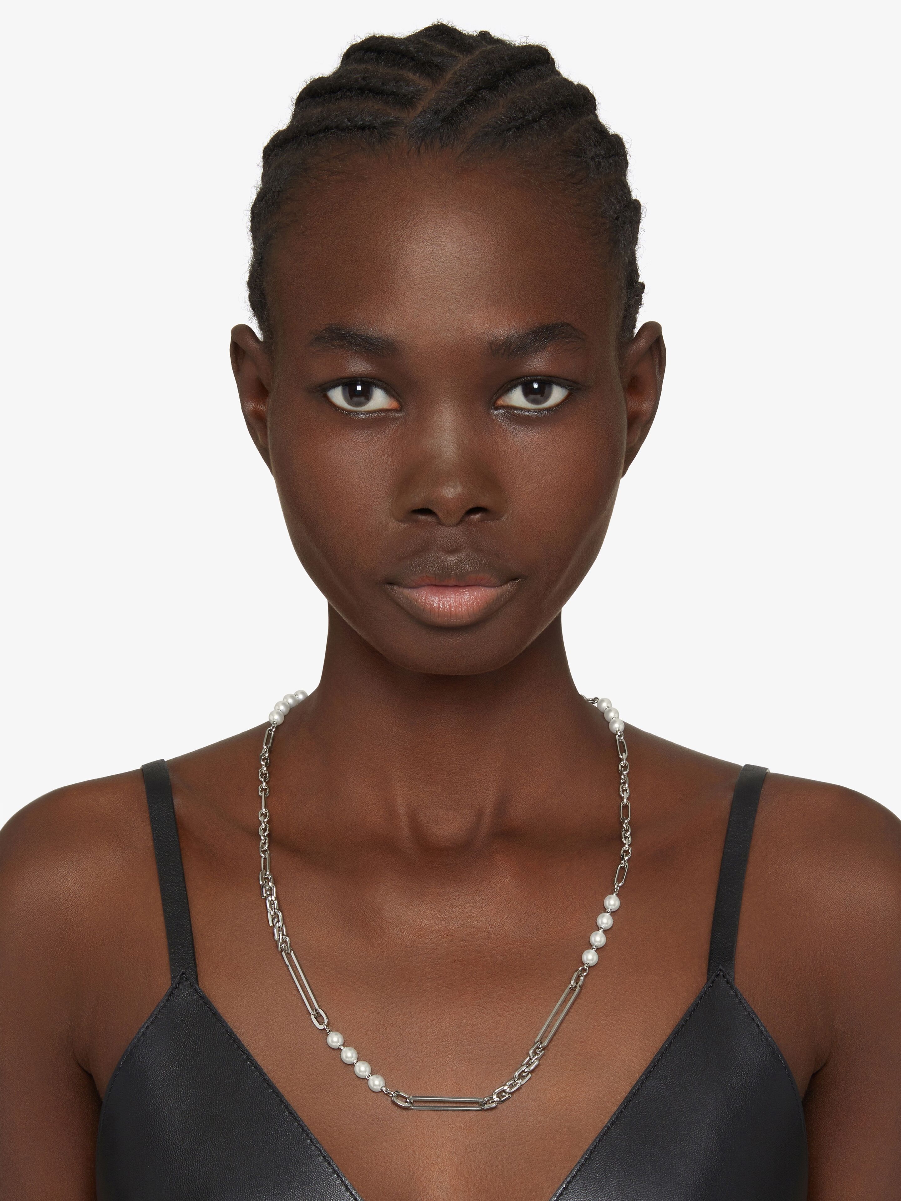 G LINK NECKLACE IN METAL WITH PEARLS - 3