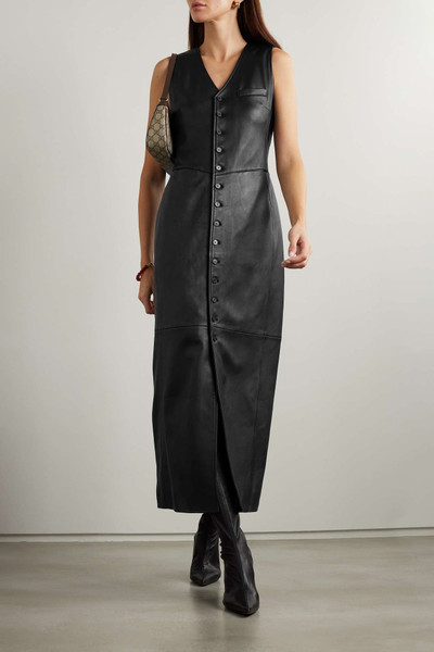 FRAME Paneled leather midi dress outlook