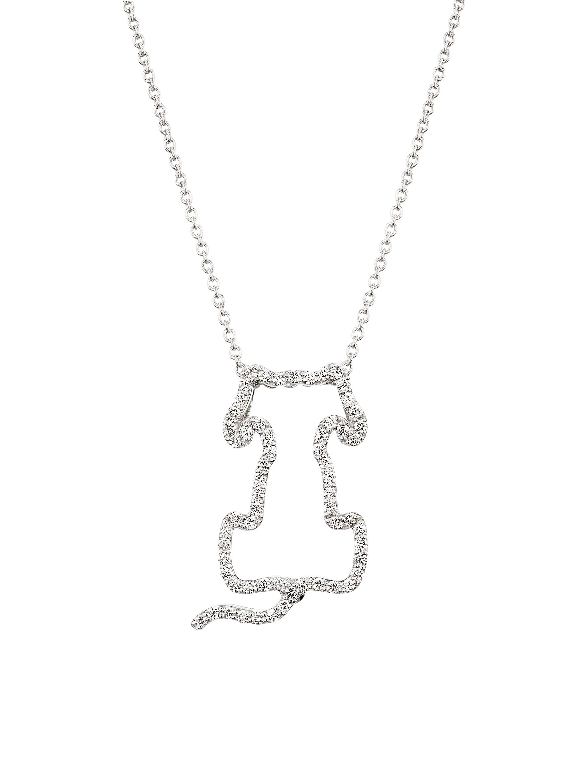Women's Tiny Treasures 18K White Gold & 0.24 TCW Diamond Dog Pendant Necklace - White Gold - 1
