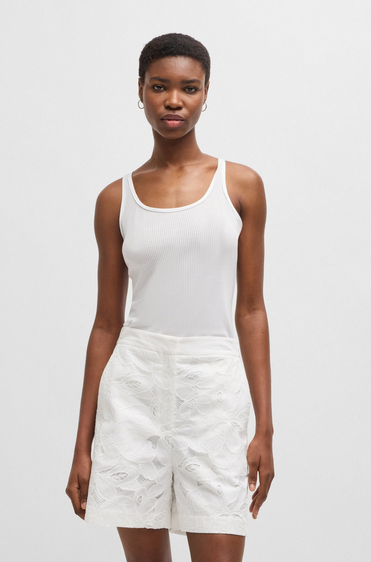 SHEER TANK TOP WITH RIBBED STRUCTURE - 2