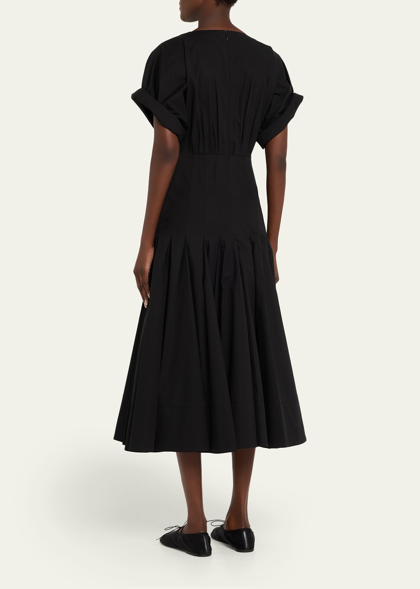 Ciara Short-Sleeve Poplin Drop-Waist Midi Dress - 3