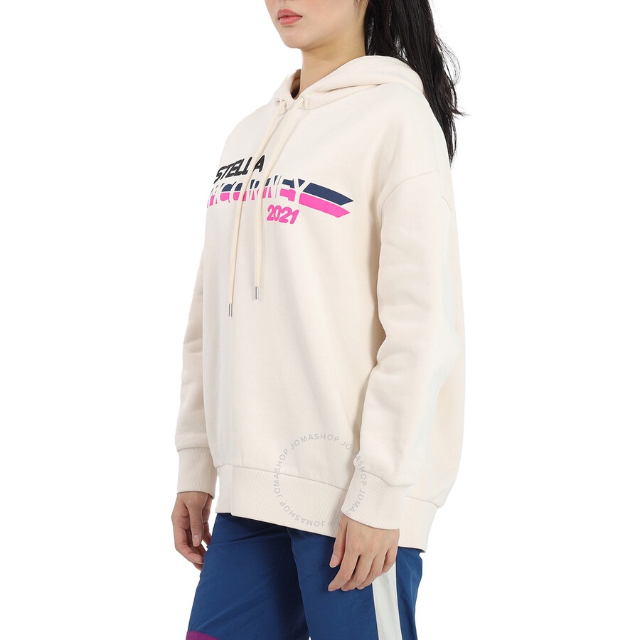 Stella Mccartney Ladies Cream Moto Logo-print Hoodie - 4