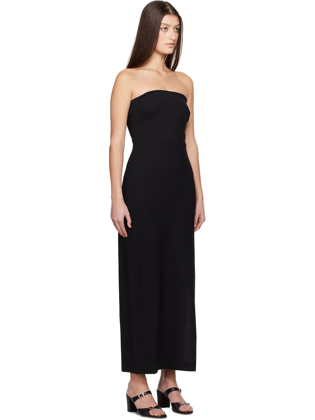 Black Crêpe Strapless Maxi Dress - 2