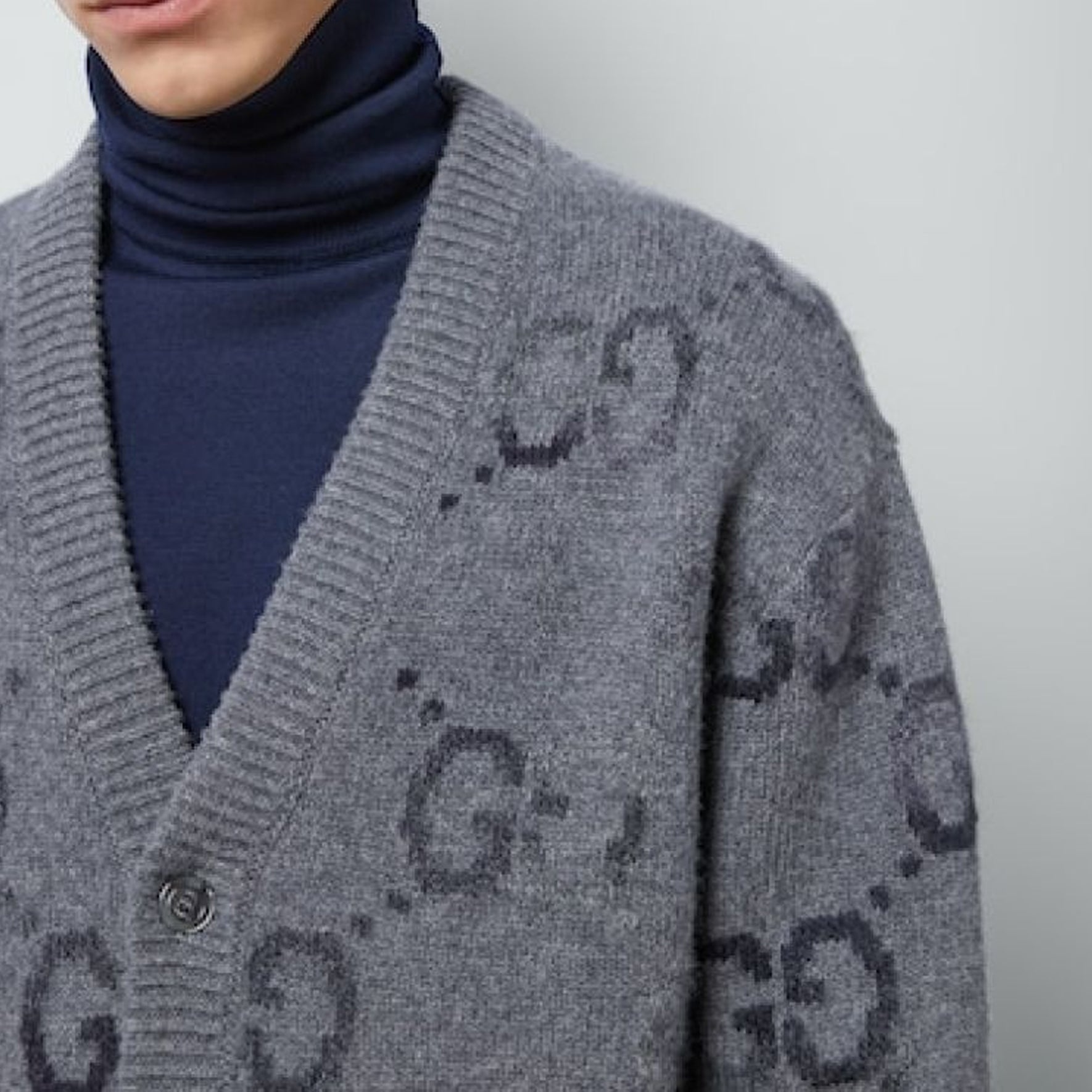 Gucci Wool Cardigan With GG Intarsia 'Grey' 770507-XKDSJ-1128 - 5