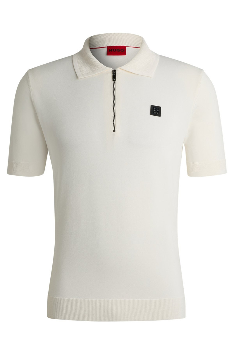 ZIP-NECK POLO SHIRT WITH STACKED LOGO - 1