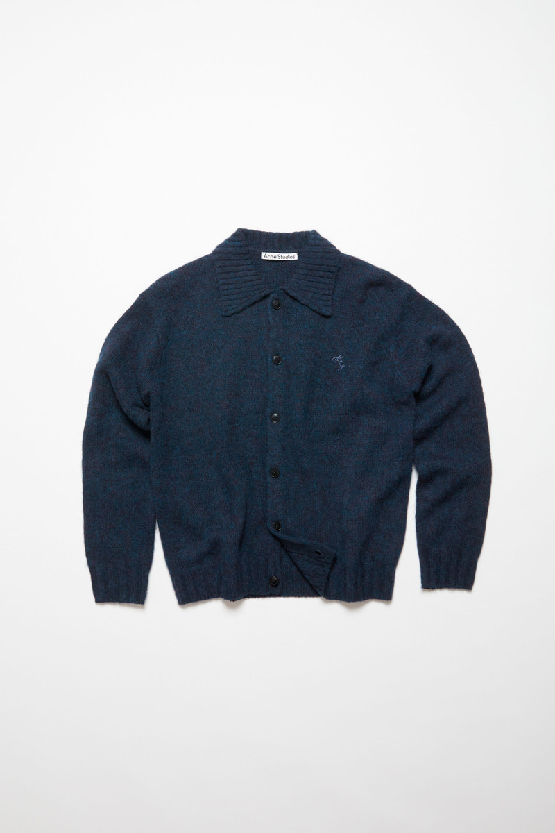 Polo wool cardigan - Deep blue melange 1