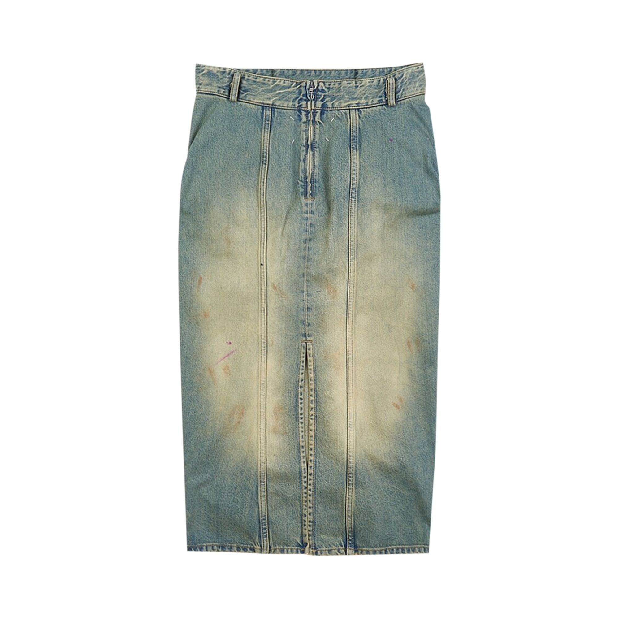 Maison Margiela Pleated Denim Midi Skirt 'Dirty Wash' - 2