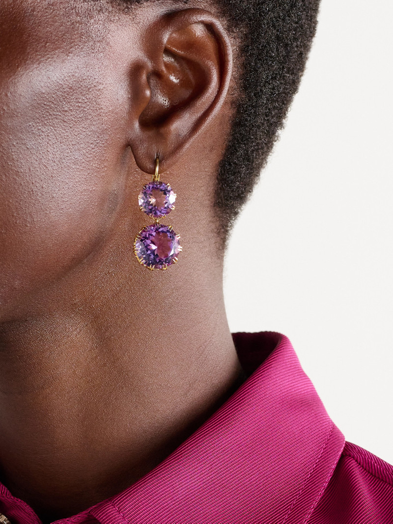 ILEANA MAKRI Double Crown 18-karat Gold Amethyst Earrings outlook