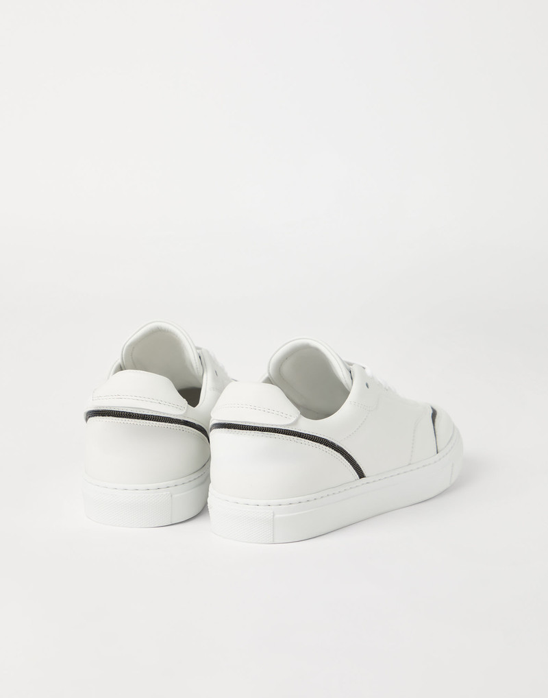 Brunello Cucinelli Matte calfskin sneakers with shiny details outlook