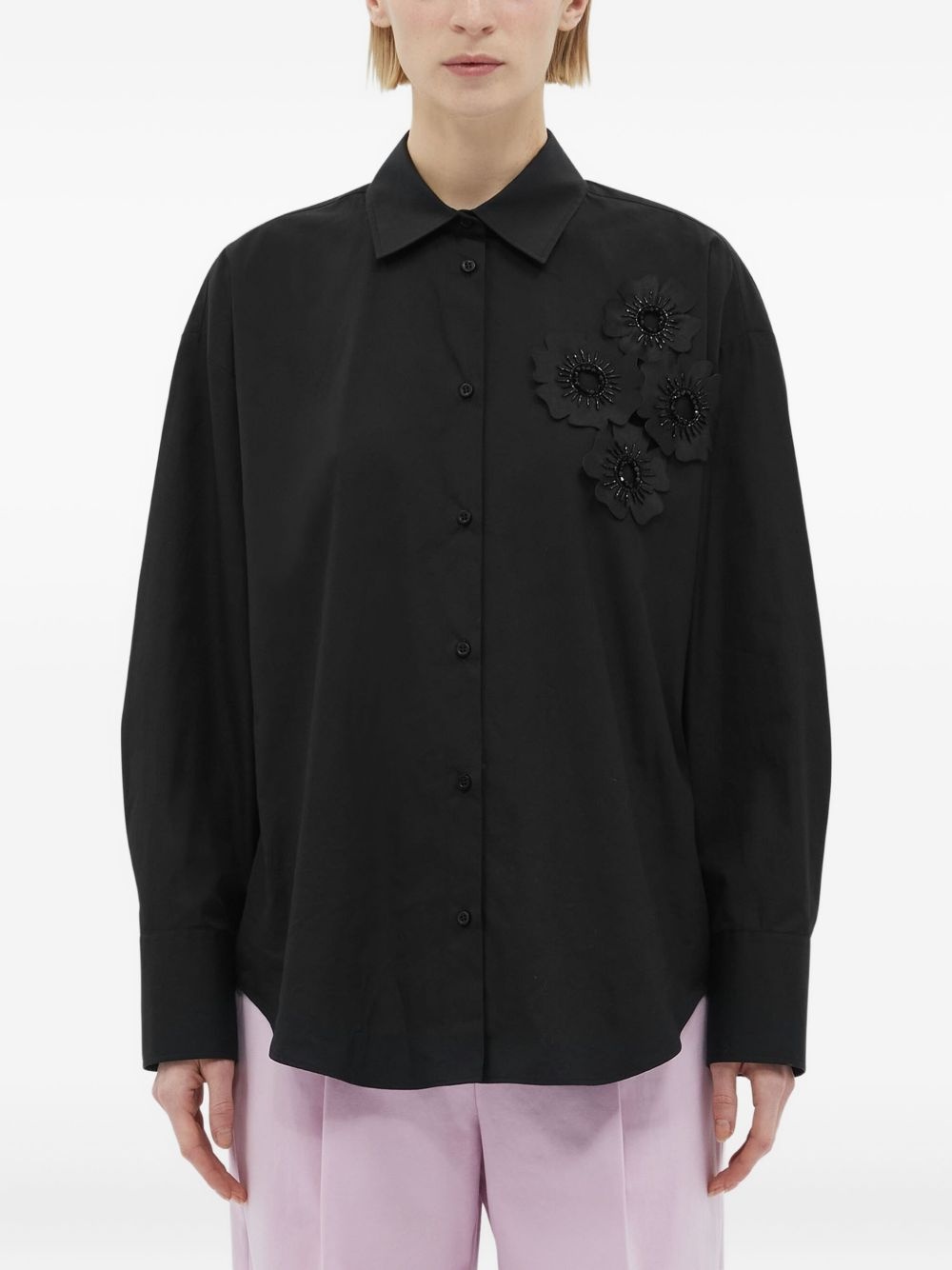 floral-appliqué shirt - 3