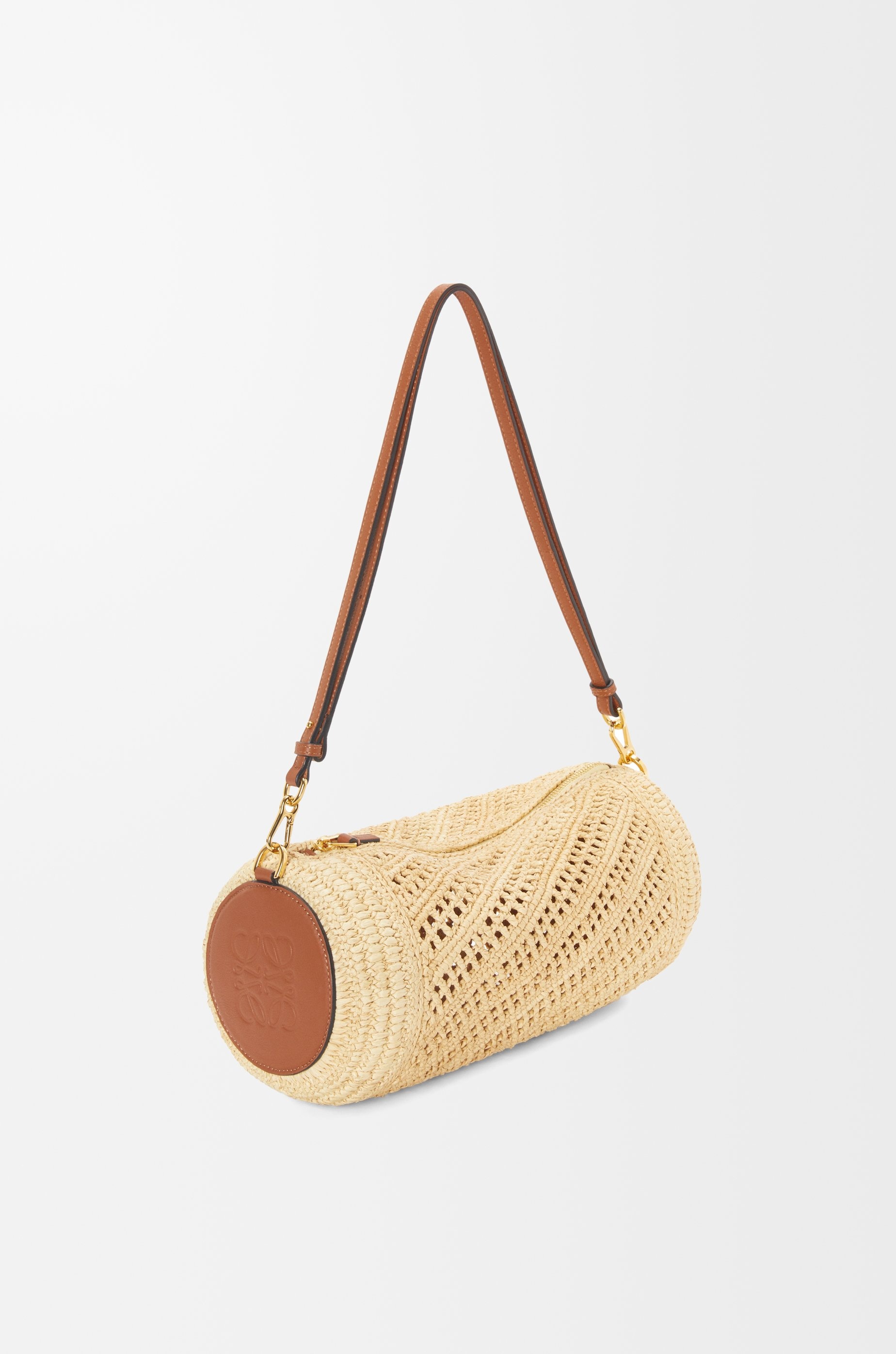 Bracelet pouch in raffia and calfskin - 5