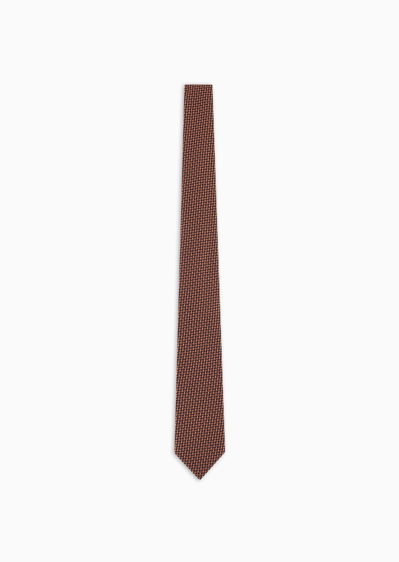 Silk tie with geometric jacquard motif - 1