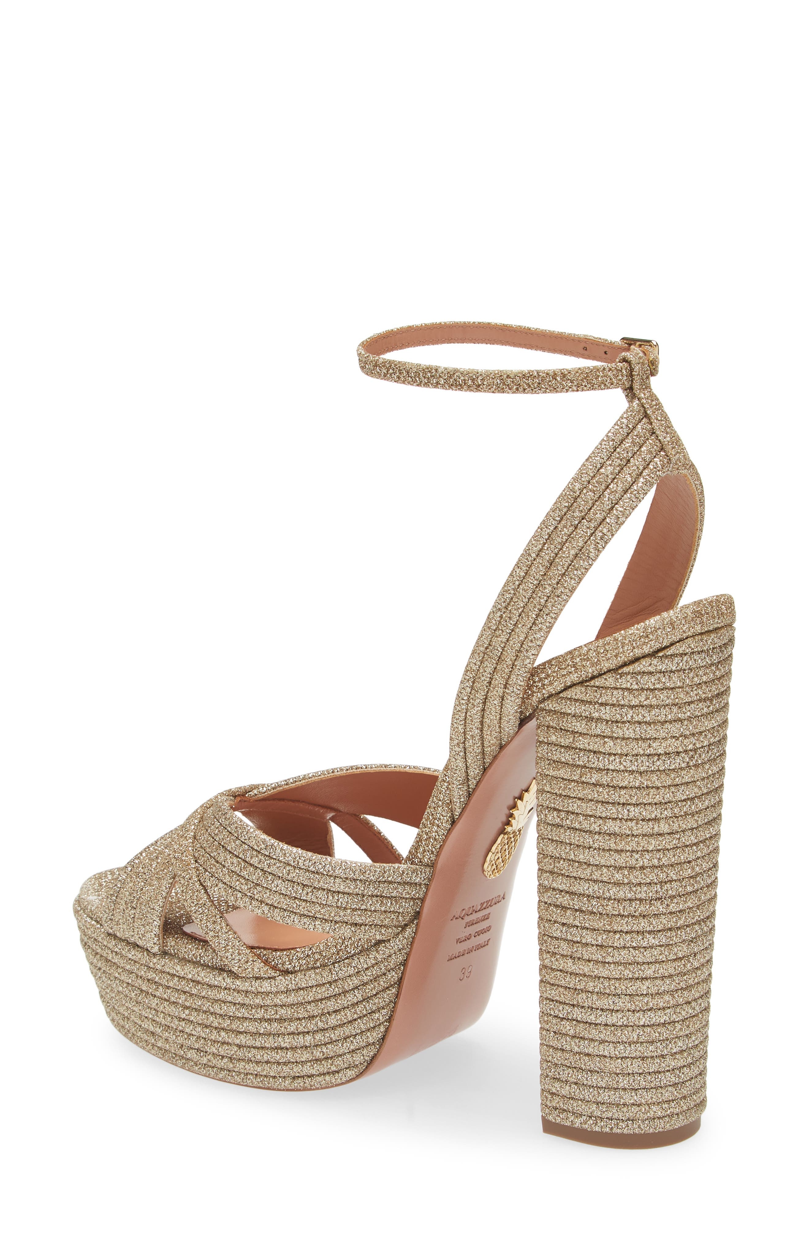 Aquazzura Sundance Ankle Strap Platform Sandal in Platino at Nordstrom - 2