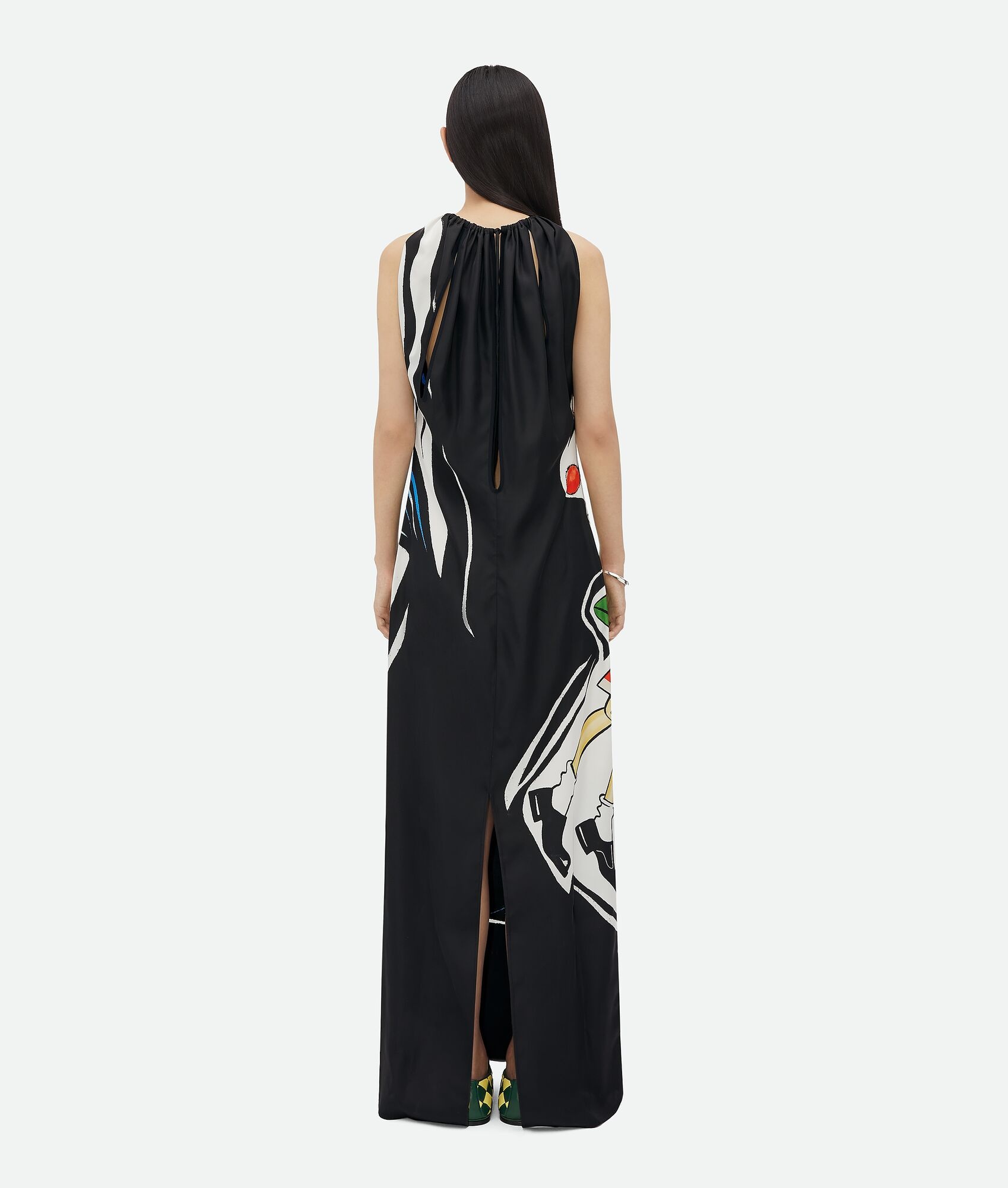 Printed Viscose Dress With Knot Detail At Neck - 3