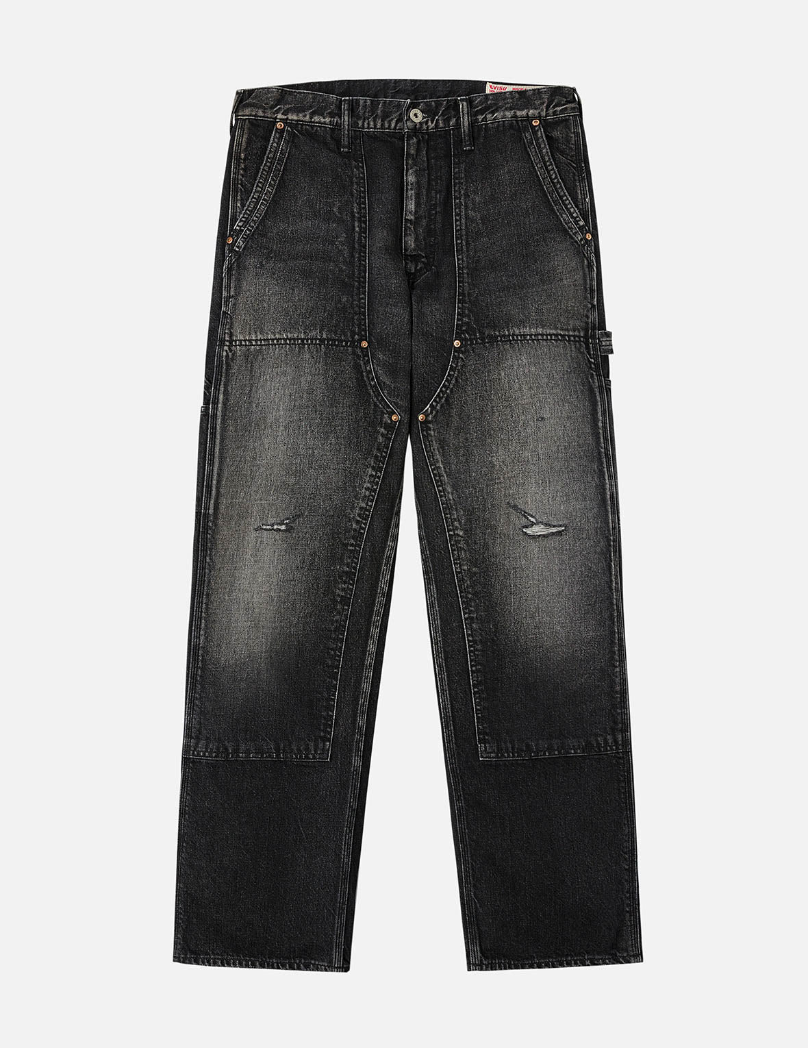 Washed Seagull Print Regular Fit Painter Jeans - 3