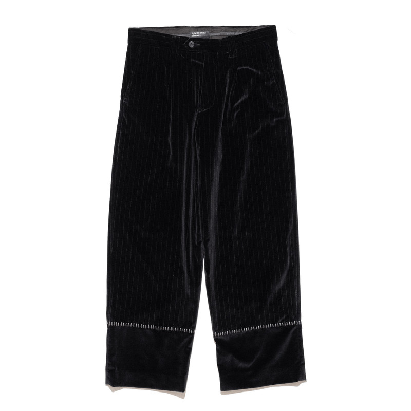 VELVET STRIPE CARROT LEG TROUSERS 1