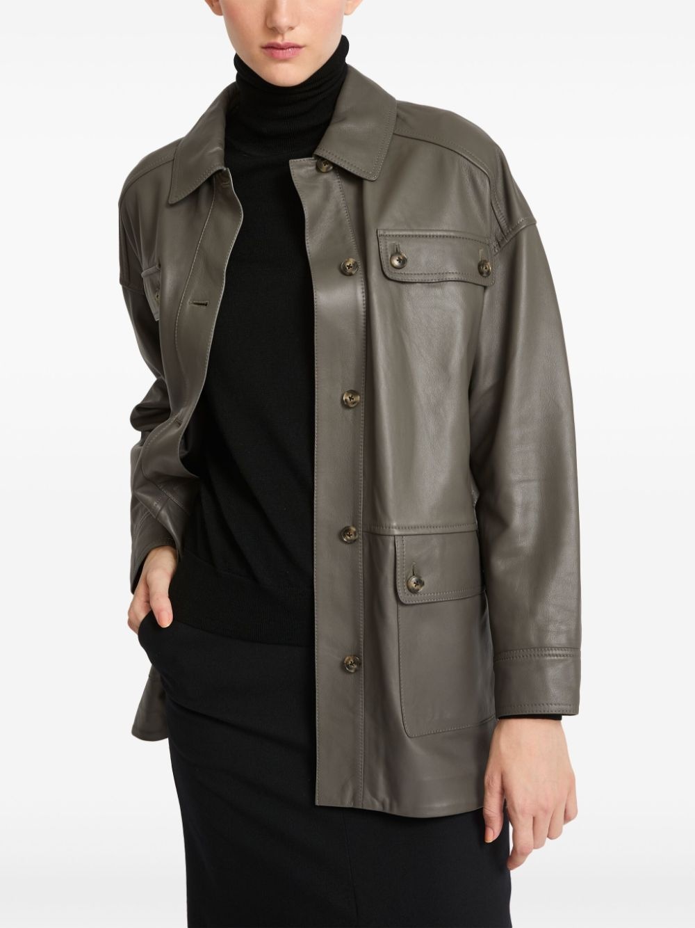 belted leather jacket - 3