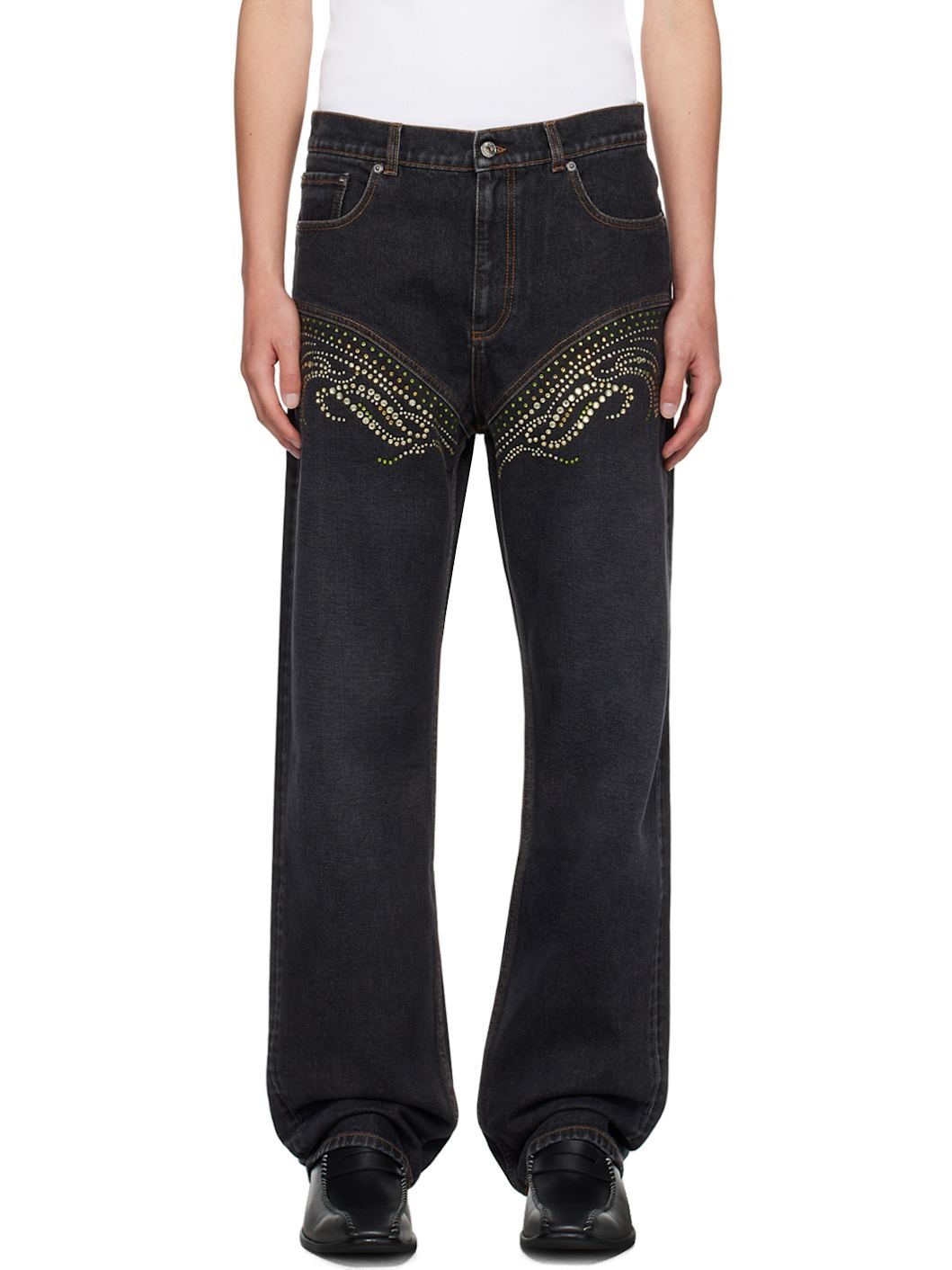 SSENSE Exclusive Black Crystal Jeans - 1
