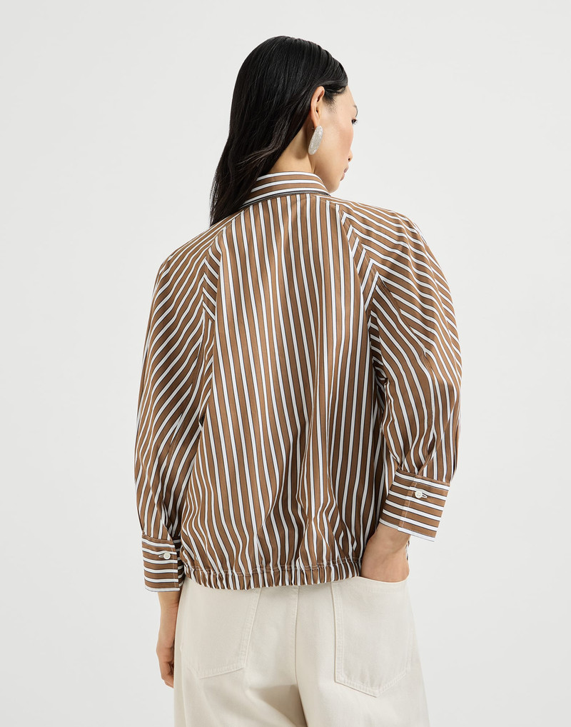 Brunello Cucinelli Cotton shadow stripe poplin shirt with monili outlook