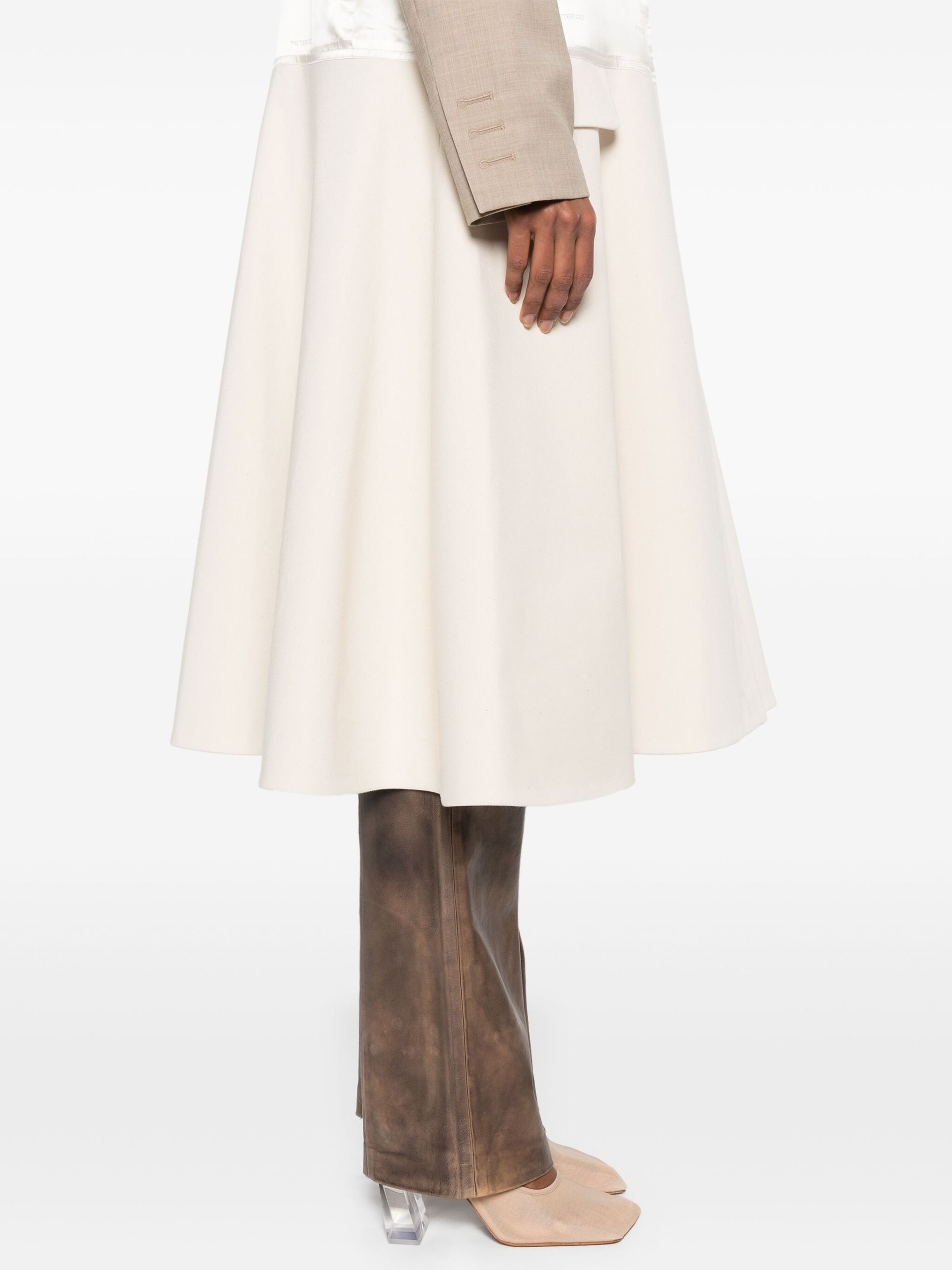 Neutral Panelled Single-Breasted Coat - 5