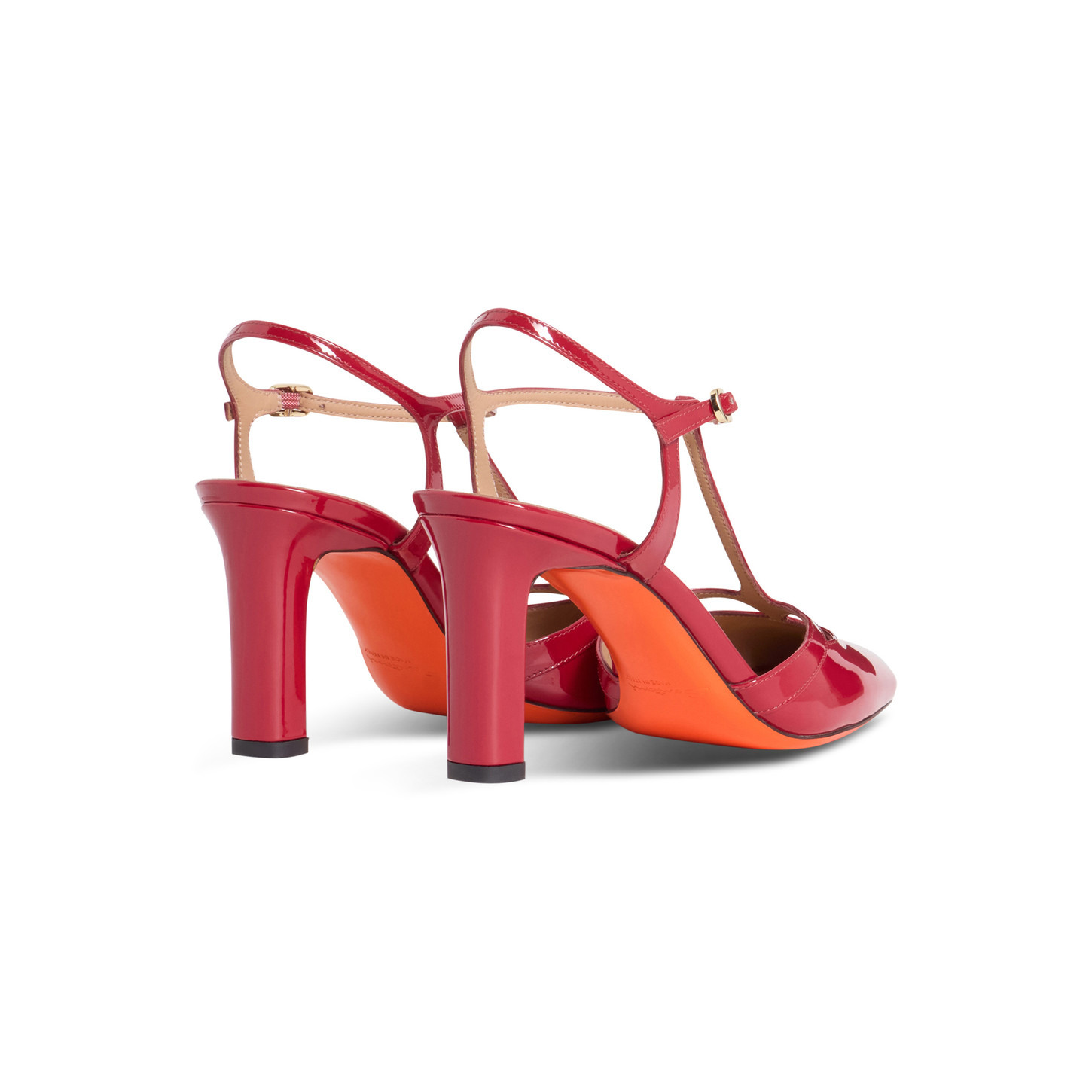 Women's red patent leather high-heel T-bar pump - 4