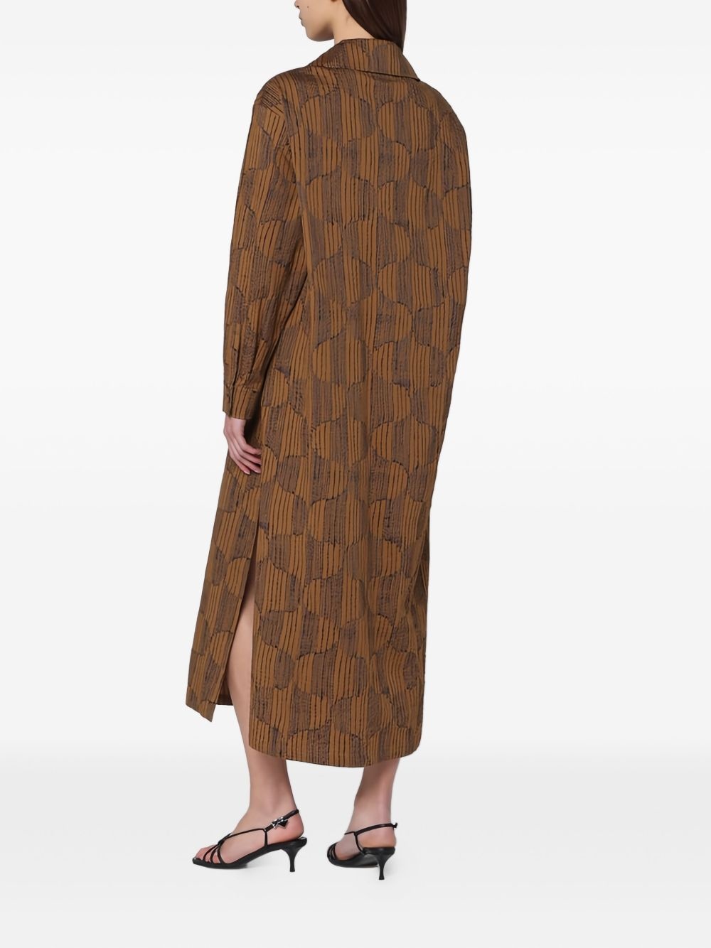 geometric-print shirt midi day dress - 3