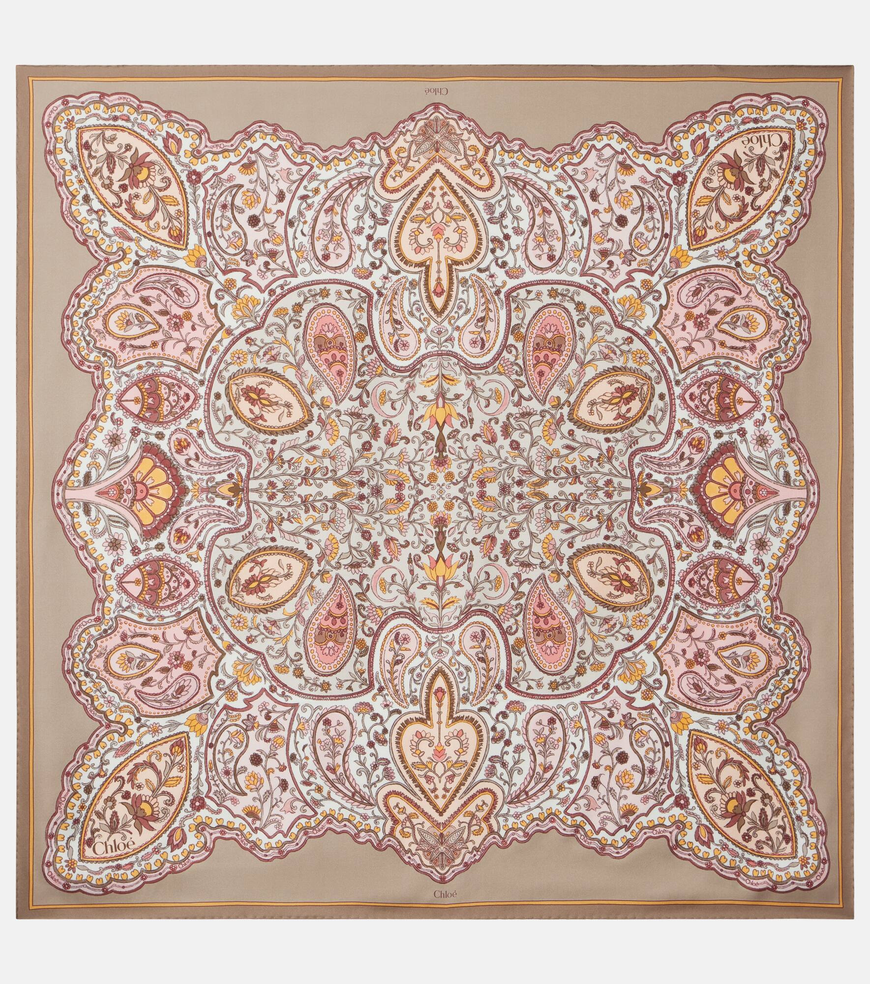 Paisley silk twill scarf - 1