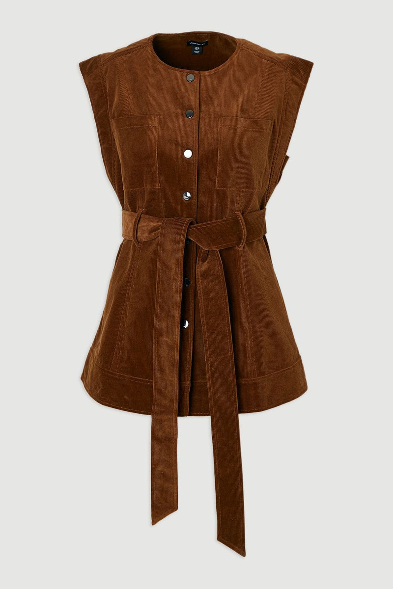 Stretch Cord Belted Sleeveless Jacket 4