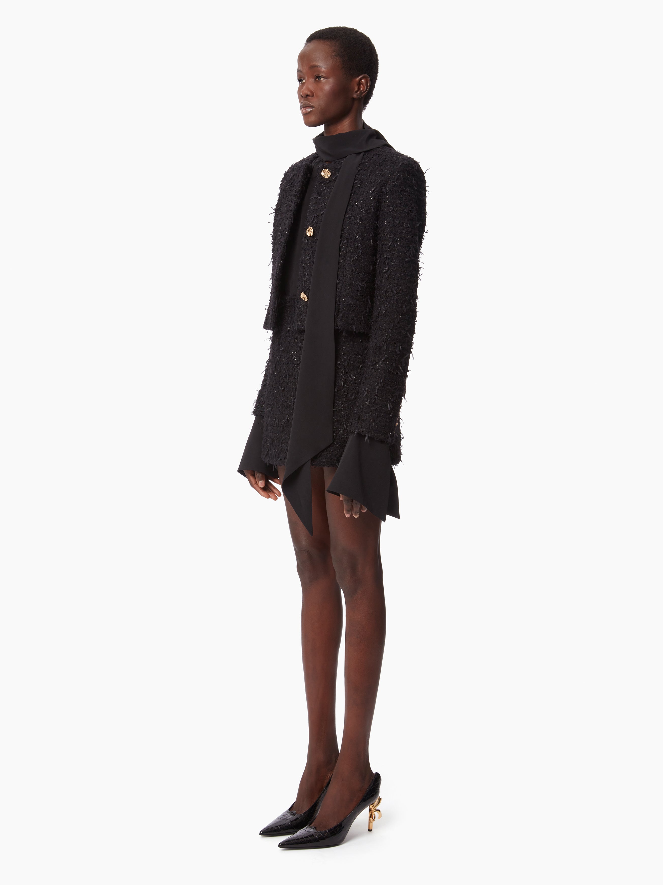 ROUND COLLAR JACKET IN TWEED - 4