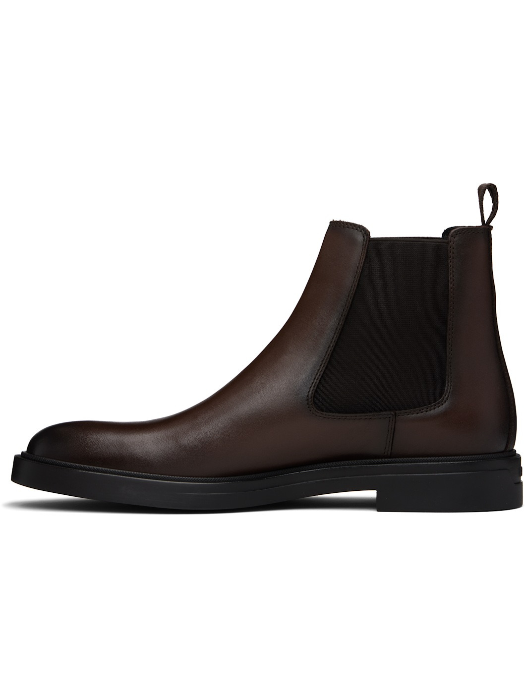 Brown Signature Stripe Leather Chelsea Boots - 3