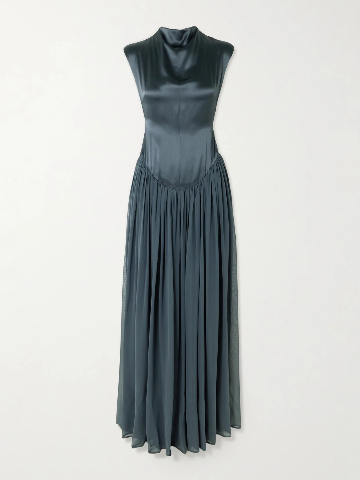 Sabi Gathered Silk-satin And -chiffon Gown - 1
