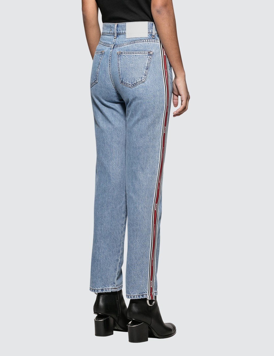 RIBBED MSGM LOGO LIGHT BLUE WASHED JEANS - 3