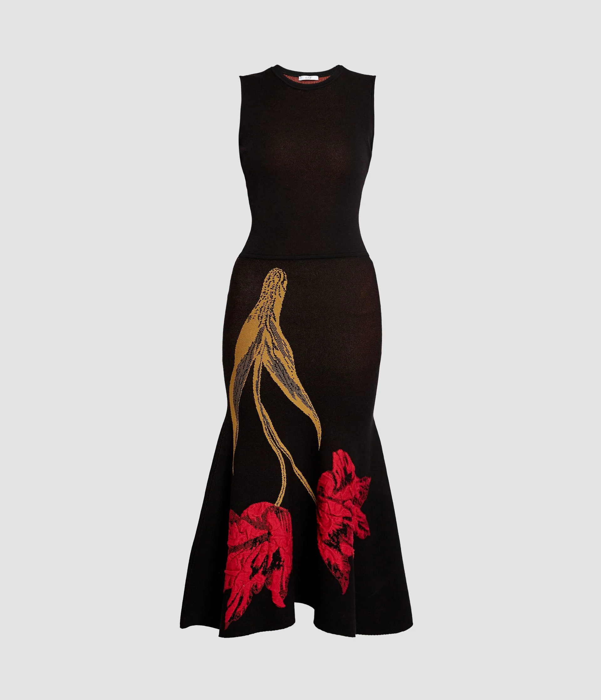 FLORAL JACQUARD SLEEVELESS KNIT DRESS - 1