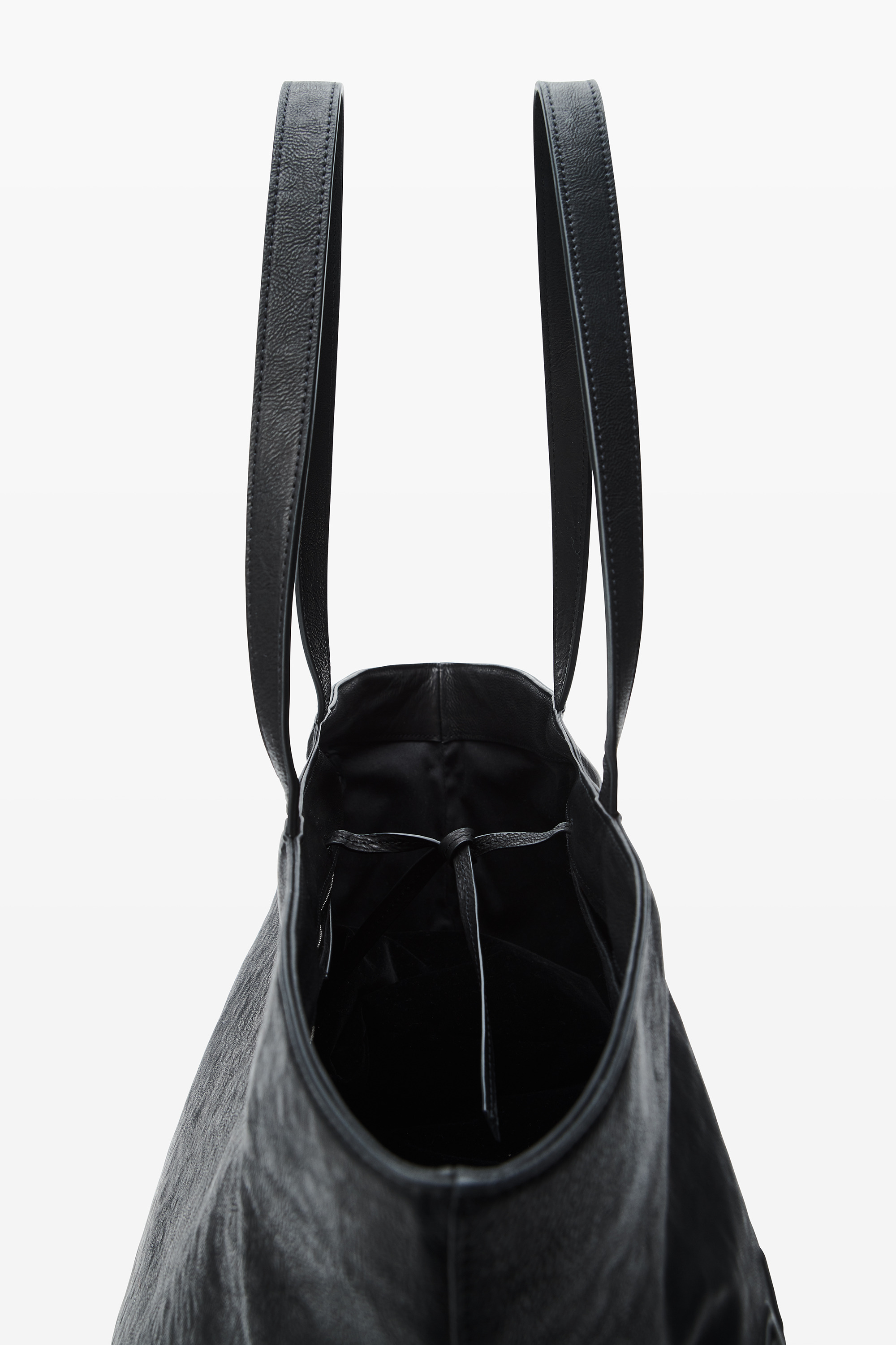 Black Leather Punch Tote - 4