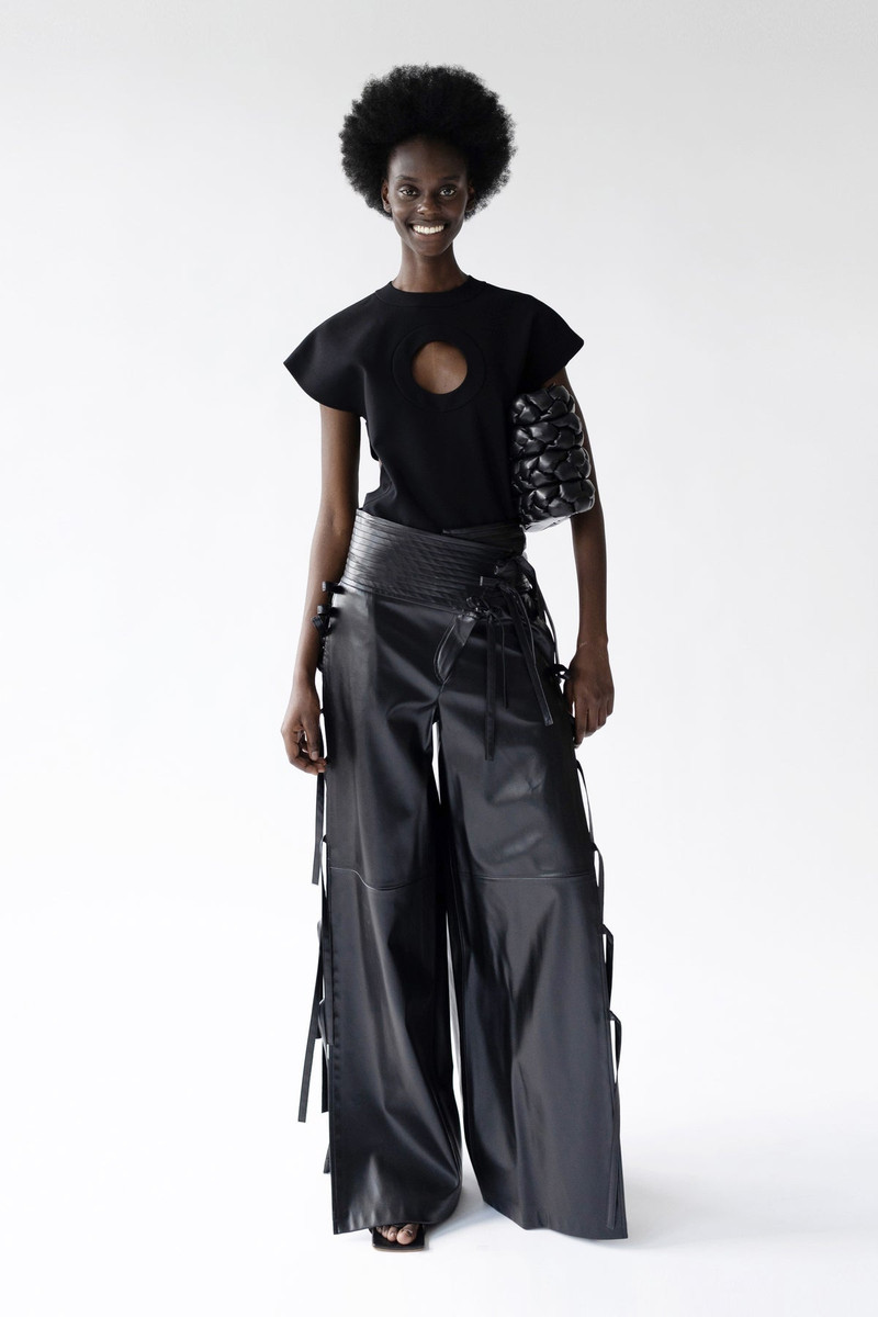 WIDE LEG PANTS WITH SIDE TIES BLACK 11