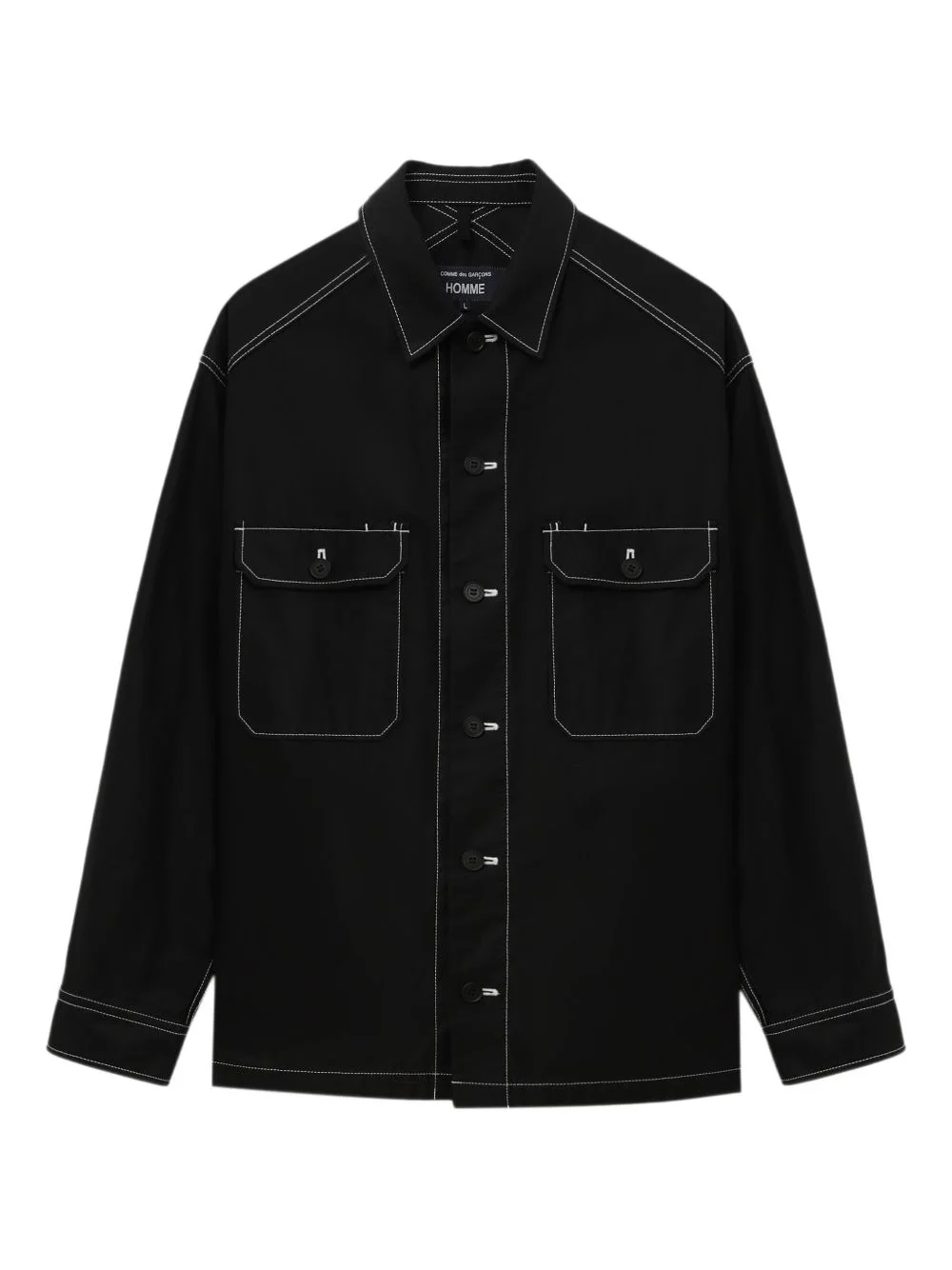 contrast-stitch pocket shirt - 1