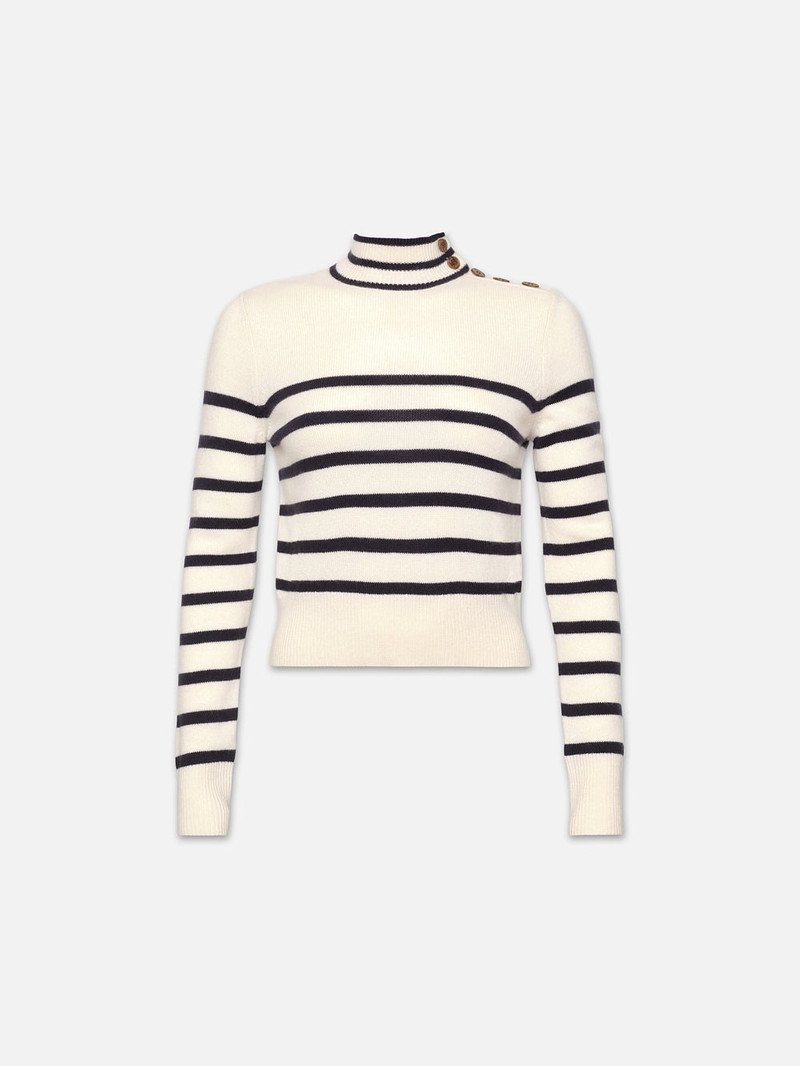 Mariner Cashmere Turtleneck in Off White Multi 1