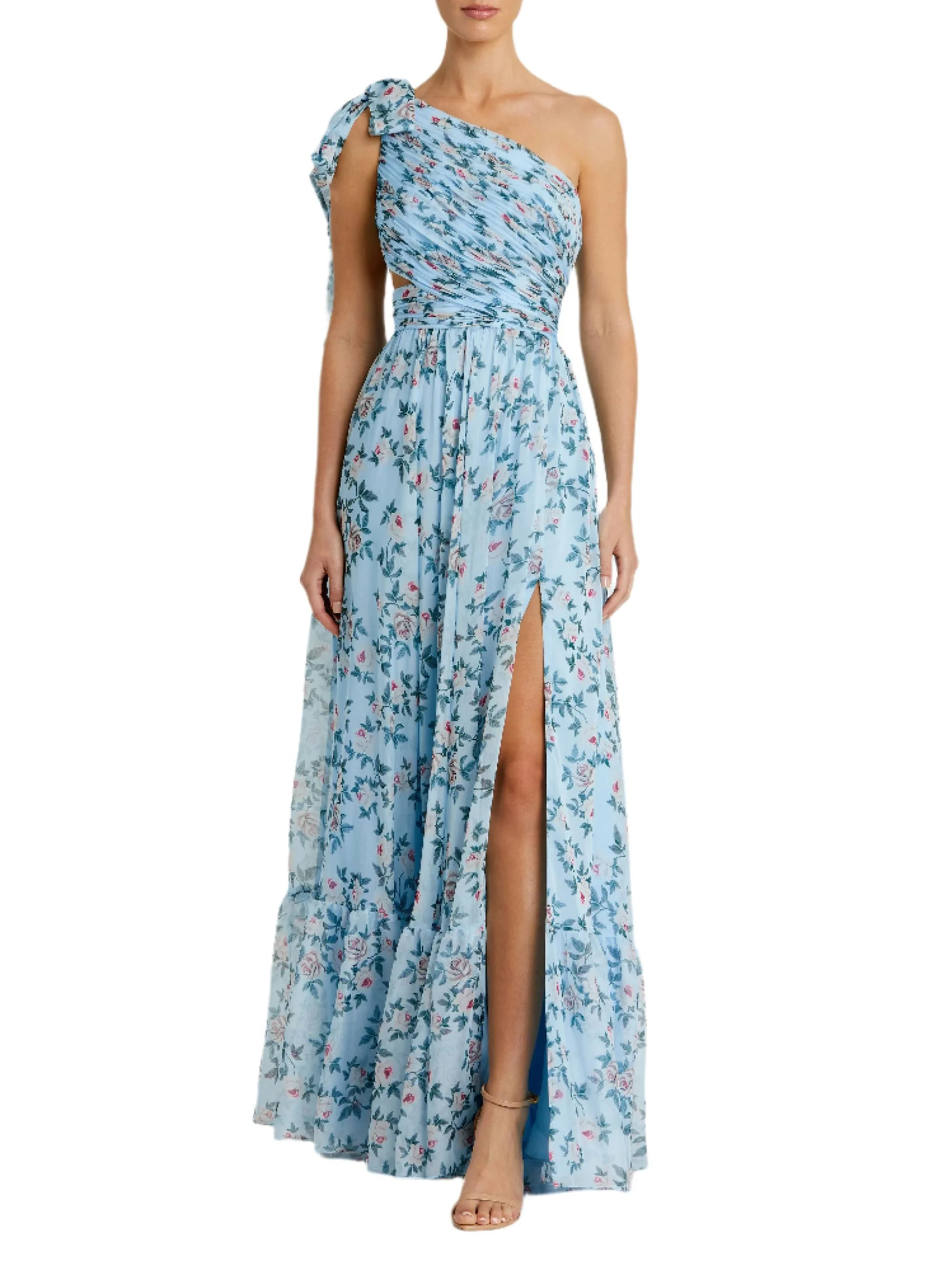 Women's Ieena Floral Chiffon Gown - Aqua Multi - 1