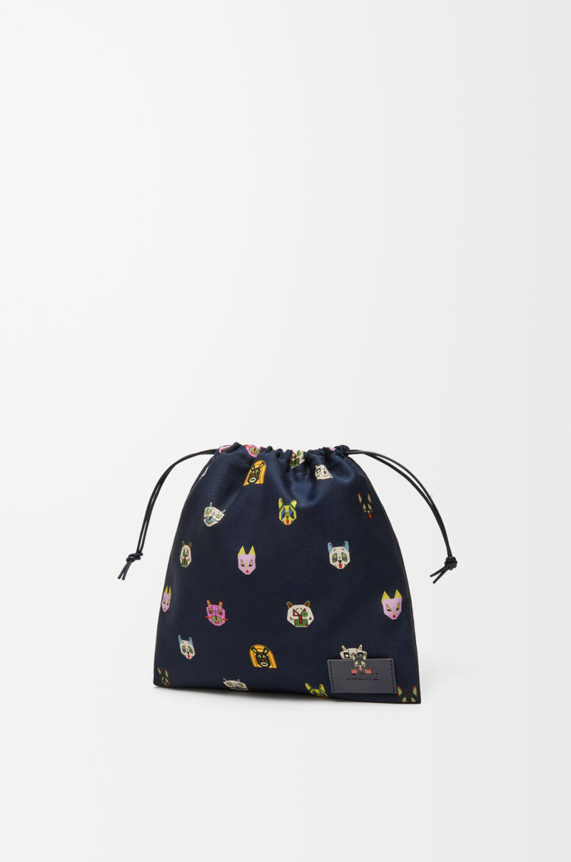 Loewe Cats small drawstring pouch in canvas outlook