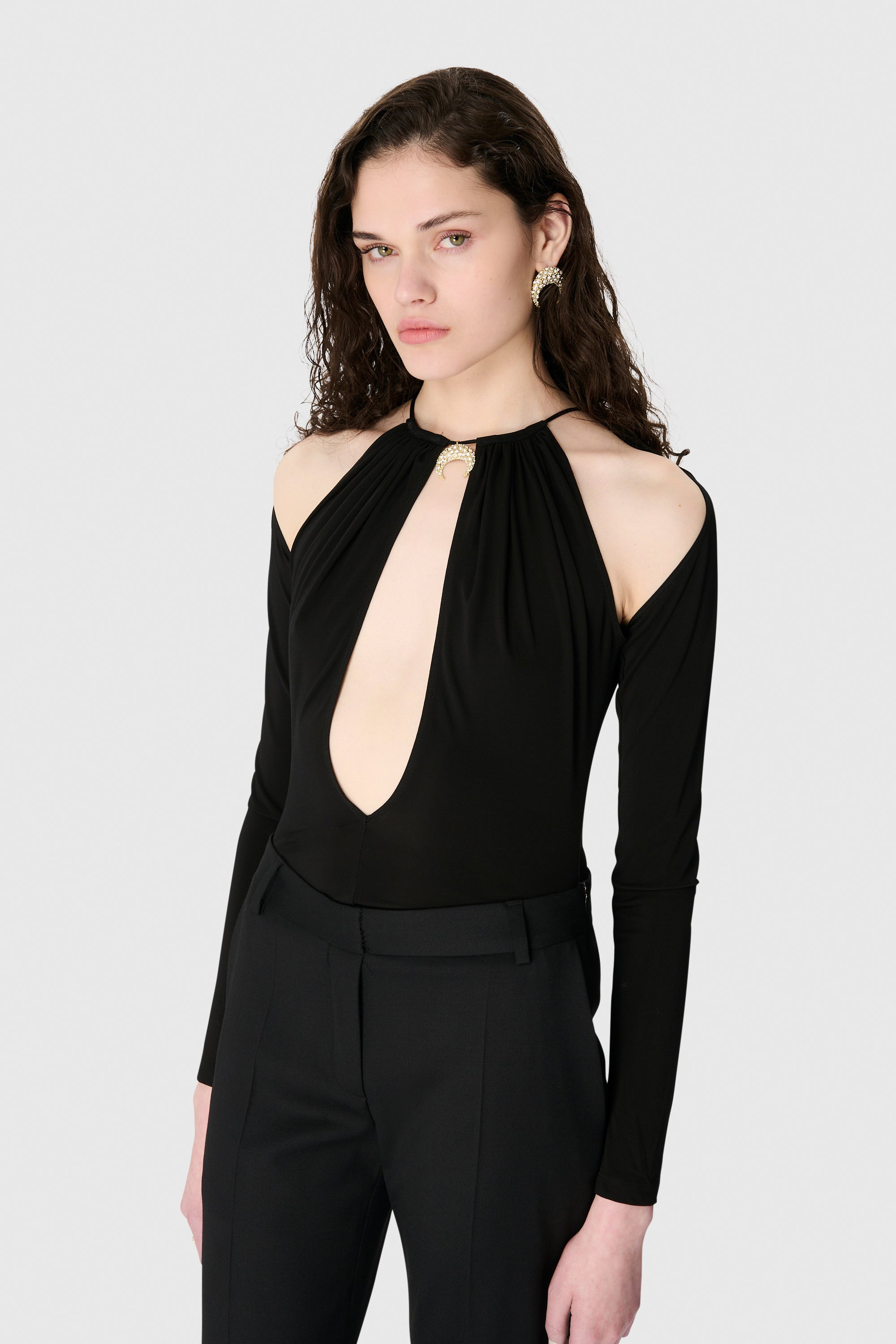 Draped Jersey Ls Crewneck Top - 2