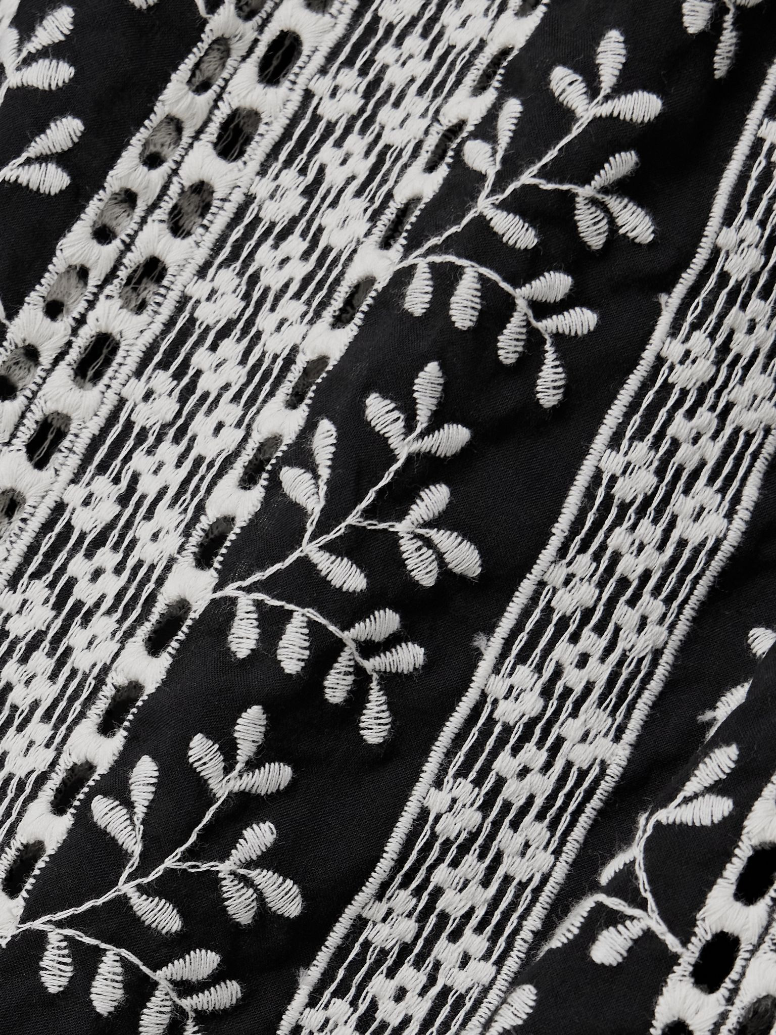 Fiocchini lace-trimmed embroidered cotton-voile midi dress Black - 4